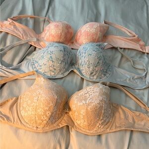 Victoria's Secret Lace Bra Set - Peach, Light Blue, Beige
